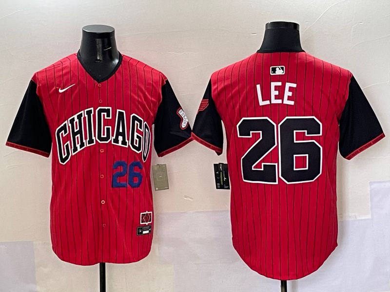 Men Chicago White Sox 26 Lee Red Stripe Joint Name Nike 2025 MLB Jersey style 3